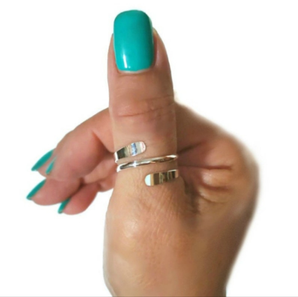 Thumb Ring, Sterling Silver Thumb Ring, Coil, Bypass, Polished 925, Thumb Rings